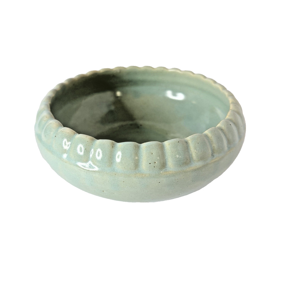 Brush McCoy Bulb Bowl Seafoam Green Art Pottery Low